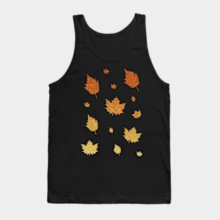 Orange Ombre Faux Glitter Autumn Fall Leaves Tank Top